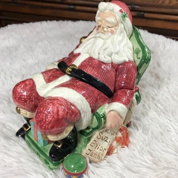 NWOT Fitz and Floyd Classics Sleeping Santa Ceramic Cookie Jar - Picture 5 of 12